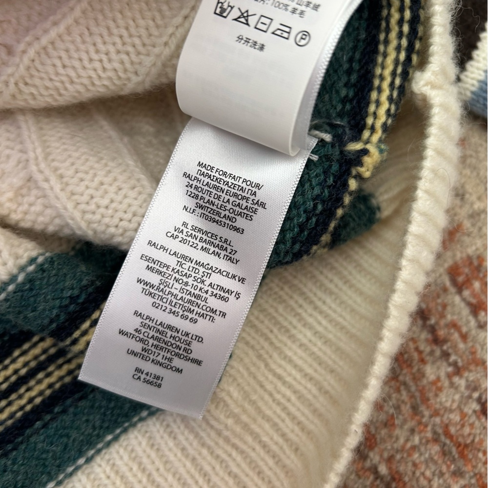 Polo Ralph Lauren Cricket Wool Alpaca Cashmere V-Neck Sweater Mens XL - Picture 15 of 16
